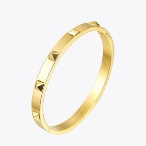 Gold Color Pyramid Stud Bangle Bracelet